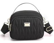 Diva Dale Multi-Pockets Quilted Spacious Water-Resistant Travel Shopping Casual Croos-Body Sling Bag For Women (Black)