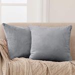 Deconovo Crushed Velvet Cushion Covers 45 x 45cm 18x18 Inches Throw Pillow Cases Plain Cushion Protectors for Sofas with Invisible Zipper Grey Set of 2