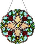 12 Inch Round Stained Glass Window Panel Handmade Tiffany Style Ornament Flower Suncatchers for The Windows Or Wall