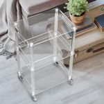 yabymy Clear Acrylic Side Table with locking wheels,3-Tier End Table with Armrests,Small Nightstand Bedside Table for Small Spaces for Living Room,Bedroom,Home Accent 39.6 x 29.5 x 61cm