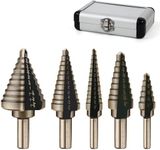 Aleric Step Drill Bit Set - 5 Pcs HSS Titanium Step Drill Bits,High Speed Steel Step Bits for Metal,Wood,Plastic, Step Bit,Multiple Size Hole Cutting Drilling Cone Unibit Step Drill Bit for DIY Lovers