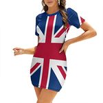 MAIPHUONGANH British Flag Women's Dress Summer Crew Neck Casual Wear