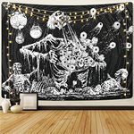 Yrendenge Skull Tapestry for Bedroom Aesthetic, Mystic Eye Tapestries, Skeleton Wall Hanging Gothic Black and White Wall Decoration for Bedroom, Living Room, Dorm, 83 * 59 inch (210 * 150cm)