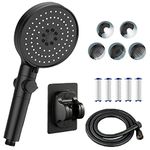 Sharemee - Shower Head with Hose and Holder, Handheld Filtered High Pressure Shower Head with ON/Off Pause Switch, 5 Spray Modes Detachable Shower Head, Black