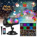 Halloween Christmas Projector Lights, COOLWUFAN Upgrade Waterproof Outdoor Indoor Holiday Projector Lights with Remote and 20 HD Effects (3D Ocean Wave + Patterns) for Xmas Halloween Party Yard Decor