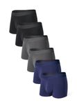 Separatec Men's Boxer Shorts 2.0 Breathable Trunks Bamboo Rayon Boxer Briefs Dual Pouch 6 Pack (L, Dark Blue+Black+Dark Grey)