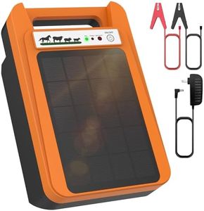 TEPU 10 Mile Solar Electric Fence Charger, 0.2J Output Portable Solar Fence Charger, 24-Hour Uninterrupted Protection, Operates Up to 14 Days Without Sunlight, for Livestock and Predator Protection