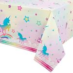 WERNNSAI Unicorn Table Covers - Rainbow Unicorn Party Decorations 108'' x 54'' Disposable Printed Plastic Tablecloth for Girls Birthday Baby Shower Unicorn Themed Party Supplies