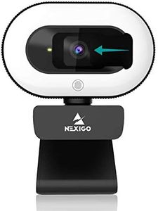 NexiGo StreamCam N930E with Software, 1080P Webcam with Ring Light and Privacy Cover, Auto-Focus, Plug and Play, Web Camera for Online Learning, Zoom Meeting Skype Teams, PC Mac Laptop Desktop