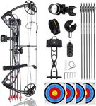 Lanneret Compound Bow and Archery Sets - Right Hand Archery Compound Bows 30-70 lbs Draw Weight Adjustable for Youth，Adults and Beginners，Hunting Bow Kit for Beginner.BlackBasicv