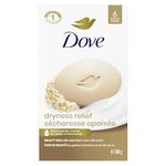 Dove Beauty Bar Soap for Calm, Replenished Skin, Oatmeal and Rice Milk Scent, Tranquil and Hydrated Skin, 106g, 6 Bars