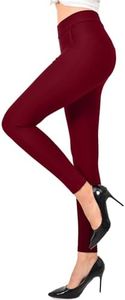 Ginasy Dress Pants for Women Business Casual Stretch Pull On Work Office Dressy Leggings Skinny Trousers with Pockets Red