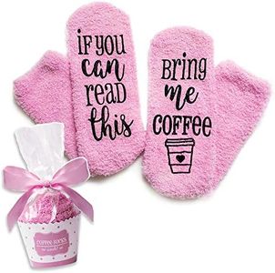 Luxury Coffee Socks with Cupcake Gift Packaging | If You Can Read This Bring Me Coffee | Coffee Lovers Gifts for Her, Stocking Stuffers, Coffee Gifts, Funny Socks | Socks Women, Funny Socks for Women