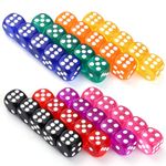 GWHOLE 40Pcs Dice Set 6 Sided Dice transparent Color Game Dice Acrylic Transparent Dice Set for Math Teaching Party Favor Bar Entertainment Accessories,14mm