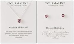 Philip Jones October (Tourmaline) Birthstone Necklace & Earrings Set Created with Zircondia® Crystals