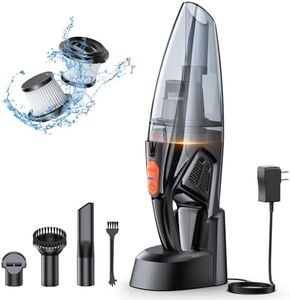 TEUMI Handheld Vacuum Cordless Rechargeable 9KPA - [Fast Charging Dock] Portable High Power Suction Vacuum Cleaners with LED Light, 2 HEPA Filters, Car Vacuum Cleaner Wet Dry for Home/Car/Office/Pet