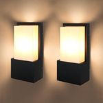 Aranzyec Outside Wall Light Mains Powered,Max 36W E27 Aluminum Wall Lamp IP54 Waterproof Black Garden Exterior Wall Sconce，Pack of 2