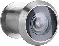 Door Viewer Security Peek Peephole Optical Glass 220 Degree Wide Angle with Privacy Cover (Brushed Silver)