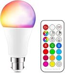 iLC Colour Changing Light Bulb Dimmable Cool White 5700K 10W B22 Bayonet RGBW LED Light Bulbs - 12 Color Choices - Remote Controller Included for Home/Decoration/Bar/Party/KTV Mood Ambiance Lighting