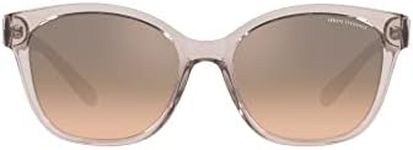 A|X ARMANI EXCHANGE Women's Ax4127sf Low Bridge Fit Cat Eye Sunglasses, Shiny Transparent Tundra/Brown Mirrored Silver Gradient, 54 mm