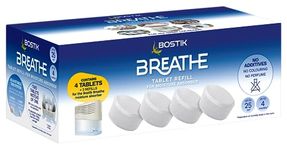 Bostik Breathe Dehumidifier Refill Tablets, Dye-Free and Fragrance-Free, Cover Areas Up to 25m2, for Use Around The Home and in Caravans and Motorhomes, Last up to 4 Months (Pack of 4)