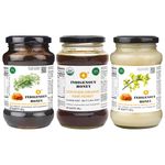 INDIGENOUS HONEY Nmr tested Raw Ajwain Unprocessed Natural Pure Honey with Certified Organic raw honey and Nmr tested Raw Crystallized Honey trio pack