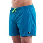 Third Wave Premium Swim Trunks - Men's 5 Inch Inseam Quick Dry Swim Shorts for Beach and Swimming, Aquamarine, Large