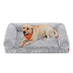 Feandrea FluffyHug Dog Bed, XL Pet Bed for Medium and Large Dogs, Egg Crate Foam Dog Sofa Bed with Removable Washable Cover, 42 x 31.5 x 9 Inches, Gray Ombré UPGW233G01