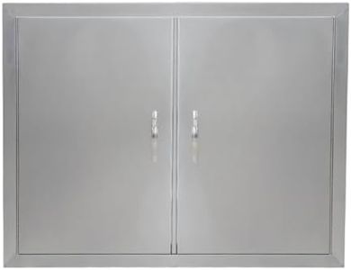 GarveeLife BBQ Access Door, 31" W x 24" H Outdoor Kitchen Double Door, 304 Stainless Steel Flush Mount Door for BBQ Island, Grilling Station, Outside Cabinet