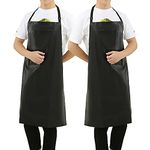 Waterproof Rubber Vinyl Aprons 2 Pack with Adjustable length neck strap, Heavy Duty 36.6" Plastic Apron Keeps You Clean and Dry When Dishwashing, Lab Work, Butcher, Dog Grooming, Cleaning Fish