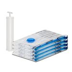 amazon basics Plastic Vacuum Compression Zipper Storage Bags With Hand Pump,X-Jumbo-Pack Of 4,White