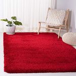 Safavieh Milan Shag Collection Area Rug - 8' x 10', Red, Solid Design, Non-Shedding & Easy Care, 2-inch Thick Ideal for High Traffic Areas in Living Room, Bedroom (SG180-4040)