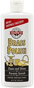 HOPE'S Brass Polish and Cleaner - Protective Tarnish Remover - Great Brass, Copper, Chrome, and Sterling Silver Polish - Polisher for Home Decor, Music Instruments, and Jewelry, 8 Fl Oz, Pack of 1