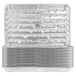 SINJEUN 30 Pack 13 x 9 Inch Aluminum Foil Broiler Pans, Disposable Grill Liners, Grill Pans with Holes and Ribbed Bottom, Foil Sheet Trays for BBQ, Camping, Outdoor Cooking