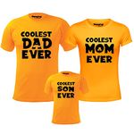 Hangout Hub HH54 Family Tshirt for Father Mother Son|Coolest Dad Mom Son Printed Tees (Yellow;Men M(38);Women XL(40);Boys 0-2Yrs) Regular Fit Twinning T-Shirts (Pack of 3|Cotton)