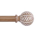 HTZON Wood Curtain Rods 18 to 60 Inch,1 Inch Boho Adjustable Curtain Rod,Imitation Wood Grain Leaf Decorative Window Curtain Rods,Farmhouse Rustic Heavy Duty Curtain Rods,Brown Drapery Rods Set 18-60"