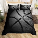 Black Basketball Pattern Bedding Sets King 3D Sports Collections Duvet Cover for Kids Ultra Soft 3 Pieces Comforter Cover Sets(1 Duvet Cover 2 Pillow Cases