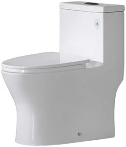 WOODBRIDGEE Modern Elongated One piece Toilet Dual flush 1.0/1.6 GPF,with Soft Closing Seat,1000 Gram MaP Flushing Score Toilet with Matte Black Button,White,B0750-F-MB