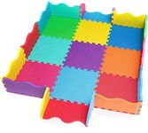 Edukit EVA Foam Play Mat with Borders; 25 Pieces; 31.5 x 31.5cm; 1.4cm Extra Thick – Multi-Coloured and Interlocking Floor Tiles – Fun, Safe and Stimulating Soft Play.