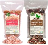 Eat Well Mixed Peppercorn Blend & Coarse Crystal Himalayan Salt | Premium Whole Black Peppercorn Medley 12oz & Natural Coarse Grain Himalayan Pink Salt 2lb | Freshly Packed | Resealable Refill Packets