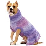 Lelepet Turtleneck Large Dog Jumper, Fall Winter Warm Dog Pullover Sweater Dress, Puppy Christmas Sweater for Girls, Knitwear Cold Weather Apparel Knit Pet Clothes for Bulldog, Shih Tzu, Purple XL