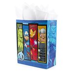 Hallmark 15" Extra Large Avengers Gift Bag with Tissue Paper (Thor, Captain America, Hulk, Iron Man) for Christmas, Halloween, Birthdays, Father's Day or Any Occasion