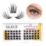 CALAILIS Individual Lashes, DIY Eyelash Extensions, Super Thin Glue-based Band, Natural Look Reusable, 10/12/14/16 mm,Lasting for 48 Hours Individual DIY Eyelashes(BDD04-BC)