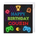 Second Ave Gaming Gamer Cousin Square Children's Kids Birthday Greeting Card for Boy or Girl