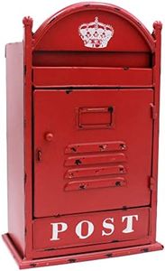 Funerom Vintage Wall Mounted Post Box Metal Mailbox 9 x 5.5 x 14.6 Inches, Rustic Red