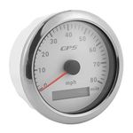 GPS Speedometer Gauge, 85mm/3.35in Universal GPS Speedometer Car Speedometer Odometer GPS Speed Meter Speed Gauge 80MPH/H for Cars Engines Boats 9‑32V DC(white) Speed meter