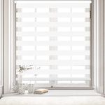 Kokorona Cordless Zebra Blinds Window Shades, Day and Night Roller Shades for Light Control, Dual Layer Light Filtering Sheer Blinds Blackout Privacy Window Treatments, White, 24" W X 72" H