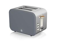 Swan ST14610GRYN Nordic 2-Slice Toaster with Defrost/Reheat/Cancel Functions, Cord Storage, 900W, Grey