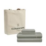 Cloud Scape Linen 100% Egyptian Cotton Bed Sheets - 1000 Thread Count 4-Piece Charcoal Calking Set Bedding Sateen Weave Luxury Hotel 16" Deep Pocket (Fits Upto 17" Mattress) - Silver