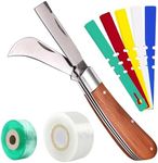 Garden Grafting Knife, Curved & Straight Garden Knife Blade, Tree Grafting Kits Including Grafting Tapes Plant Labels for Plant Branch Vine Fruit Tree Cutting